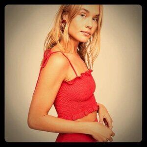 Free People Fine Without You Top, red, S NWT